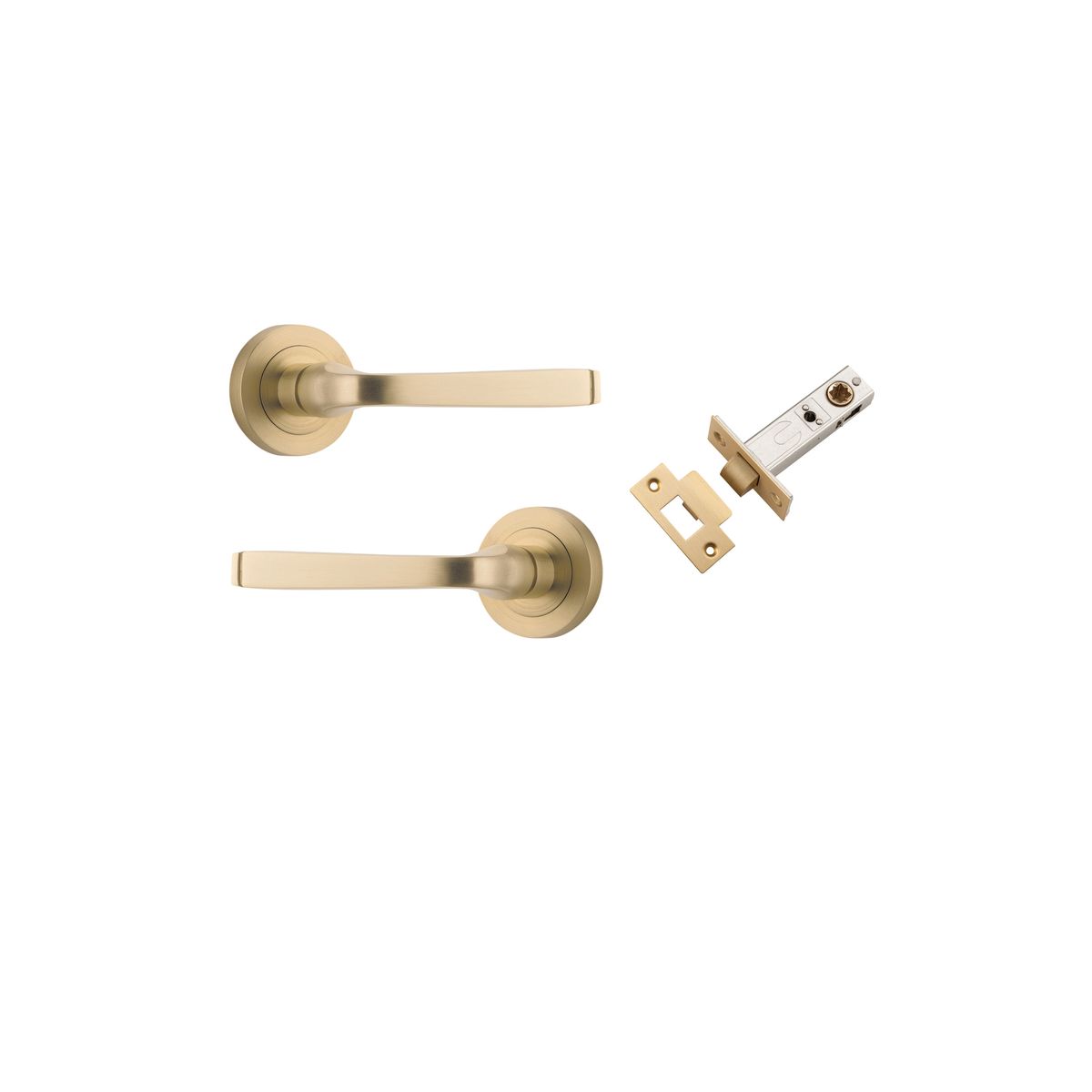 Iver Annecy Door Lever Rose Round Concealed Fix Pair, Passage Kit, Privacy Kit , Entrance Kit with High Security Lock - Brushed Brass