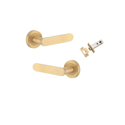 Iver Bronte Door Lever Rose Round Concealed Fix Pair, Passage Kit, Privacy Kit , Entrance Kit with High Security Lock - Brushed Brass