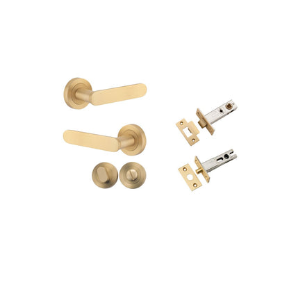 Iver Bronte Door Lever Rose Round Concealed Fix Pair, Passage Kit, Privacy Kit , Entrance Kit with High Security Lock - Brushed Brass