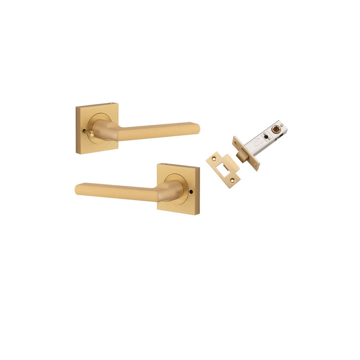 Iver Baltimore Door Knob Rose Square Concealed Fix Pair, Passage Kit, Privacy Kit , Entrance Kit with High Security Lock - Brushed Brass