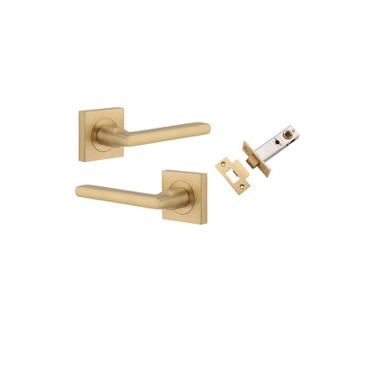Iver Baltimore Door Knob Rose Square Concealed Fix Pair, Passage Kit, Privacy Kit , Entrance Kit with High Security Lock - Brushed Brass