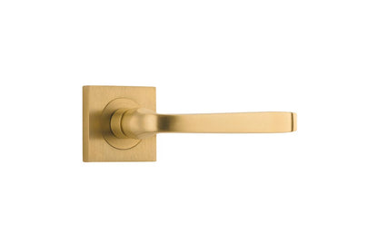 Iver Annecy Door Lever Rose Square Concealed Fix Pair, Passage Kit, Privacy Kit , Entrance Kit with High Security Lock -Brushed Brass