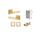 Iver Bronte Door Lever Square Rose Concealed Fix Pair, Passage Kit, Privacy Kit , Entrance Kit with High Security Lock -  Brushed Brass