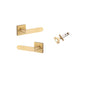 Iver Bronte Door Lever Square Rose Concealed Fix Pair, Passage Kit, Privacy Kit , Entrance Kit with High Security Lock -  Brushed Brass