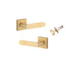 Iver Bronte Door Lever Square Rose Concealed Fix Pair, Passage Kit, Privacy Kit , Entrance Kit with High Security Lock -  Brushed Brass