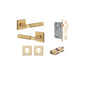 Iver Berlin Door Lever Rose Square Concealed Fix Pair, Passage Kit, Privacy Kit , Entrance Kit with High Security Lock -Brushed Brass
