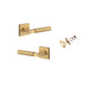 Iver Berlin Door Lever Rose Square Concealed Fix Pair, Passage Kit, Privacy Kit , Entrance Kit with High Security Lock -Brushed Brass