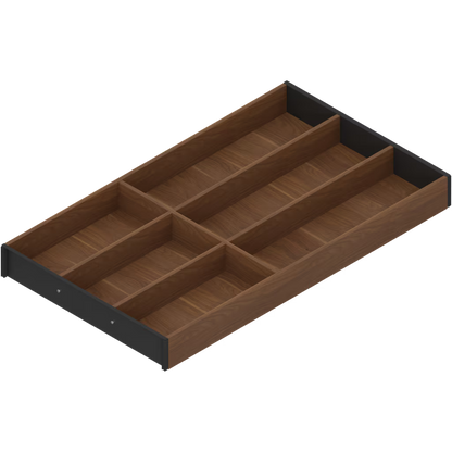 BLUM AMBIA-LINE CUTLERY INSERT Width 300mm, Length 450 ,500 & 550mm( length 3 option) x Height M 106mm Wood design for NL Available in :Silk White,Orion Grey and Terra Black