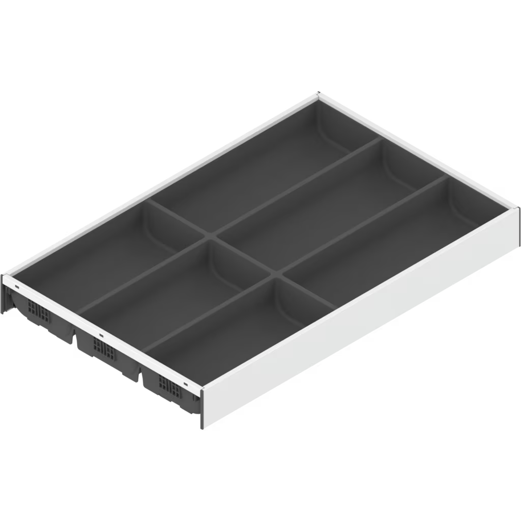 BLUM AMBIA-LINE CUTLERY INSERT Width 300mm Length 450,500,550mm( length 3 option) x Height M 106mm Steel & Soft Touch For NL