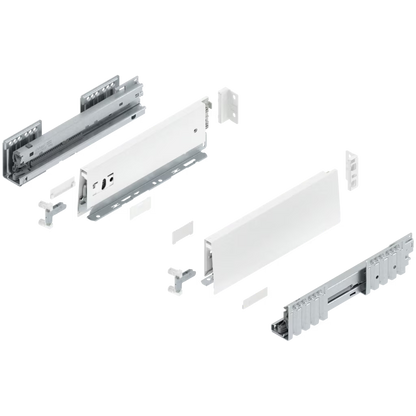 Blum Merivobox Kitset M Height 108mm - 40kg & 70kg  Length Available in 6 sizes : 270mm ,350mm ,400mm ,450mm ,500mm & 550mm