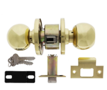 Carbine Australia Epsom 3000 Cylindrical 60mm & 70mm Backset Classroom set -Outside key Locks/Unlocks - Inside free C4 Keyed to Differ -  Polished Brass ,Stainless Steel