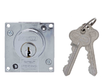 Carbine Australia Cupboard Lock  Bolt or Latch + keys, Rose, Strike, Screws ( Keyed Alike KA1 & KA2 ) With Cylinder  - Set up as Bolt - Satin Chrome ,Chrome and Matte Black