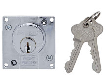 Carbine Australia Cupboard Lock  Bolt or Latch + keys, Rose, Strike, Screws ( Keyed to Differ ) With Cylinder - Set up as Bolt - Satin Chrome ,Chrome and Matte Black