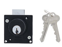Carbine Australia Cupboard Lock  Bolt or Latch + keys, Rose, Strike, Screws ( Keyed to Differ ) With Cylinder - Set up as Bolt - Satin Chrome ,Chrome and Matte Black