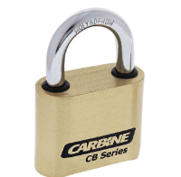 Carbine Australia Combination Padlock 4 Wheel Brass Body, Twin Ball Locking 7.9mm x 26mm x 50mm & 7.9mm x 60mm x 50mm Molybdeum Shackle - Brass