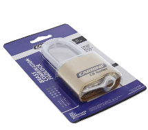 Carbine Australia Combination Padlock 4 Wheel Brass Body, Twin Ball Locking 7.9mm x 26mm x 50mm & 7.9mm x 60mm x 50mm Molybdeum Shackle - Brass