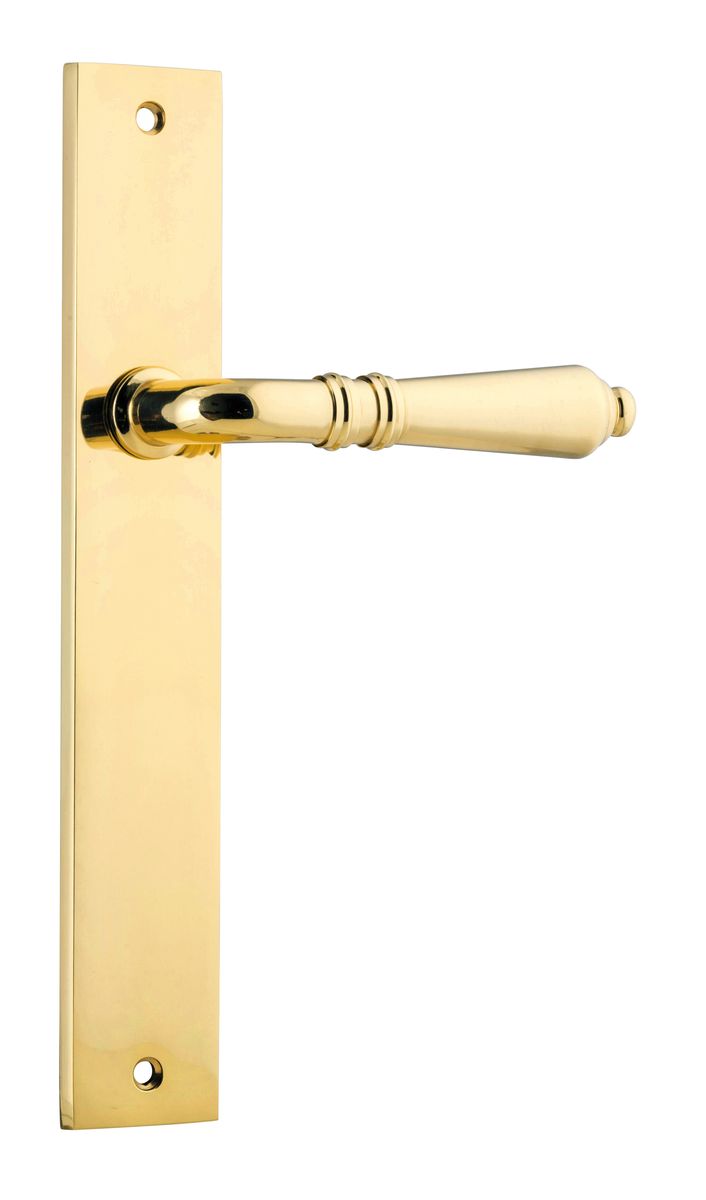 Iver Sarlat  Door Lever Rectangular Latch Pair, Passage Kit, Privacy Kit , Entrance Kit with High Security Lock -Polished Brass