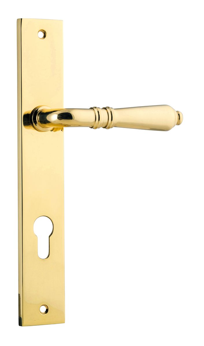 Iver Sarlat  Door Lever Rectangular Latch Pair, Passage Kit, Privacy Kit , Entrance Kit with High Security Lock -Polished Brass