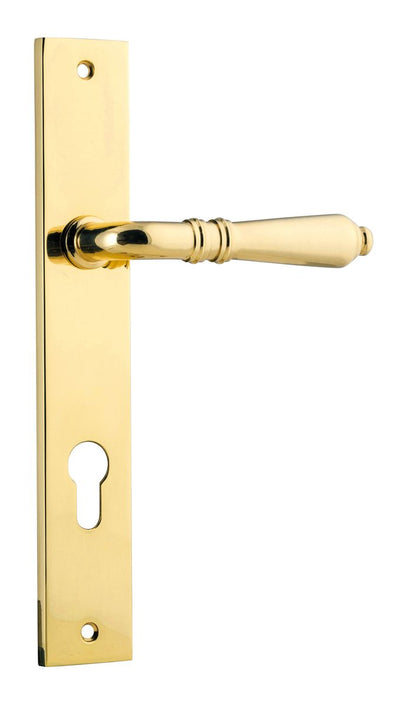 Iver Sarlat  Door Lever Rectangular Latch Pair, Passage Kit, Privacy Kit , Entrance Kit with High Security Lock -Polished Brass
