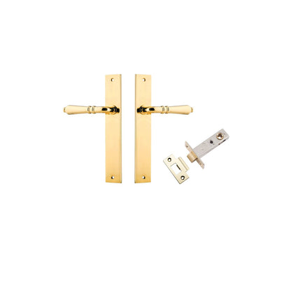 Iver Sarlat  Door Lever Rectangular Latch Pair, Passage Kit, Privacy Kit , Entrance Kit with High Security Lock -Polished Brass