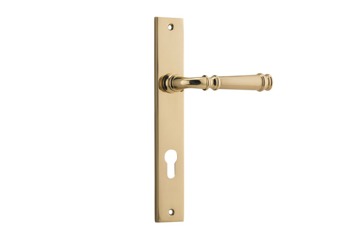 Iver Verona Door Lever Rectangular Latch Pair, Passage Kit, Privacy Kit , Entrance Kit with High Security Lock - Polished Brass