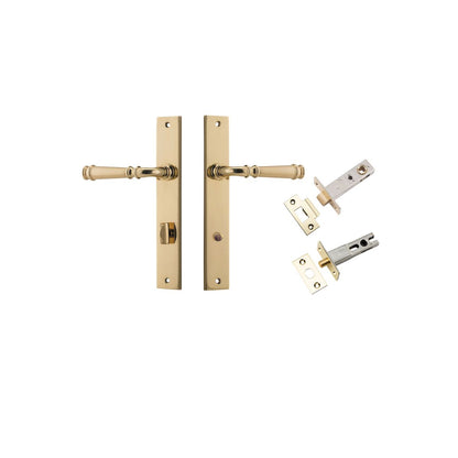 Iver Verona Door Lever Rectangular Latch Pair, Passage Kit, Privacy Kit , Entrance Kit with High Security Lock - Polished Brass