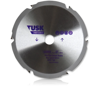 Tusk Heavy Duty PCD Fibre Cement Blades - 125x1.6x4Tx20 ,160 x 2.2/1.6 x 6T x 20/16 ,185 x 2.2/1.6 x 6T x 20 (20/16) ,254 x 2.4/1.8 x 8T x 30 (25.4/25/16) & 305 x 2.6/2 x 10T x 30 (25.4/25/20/16)