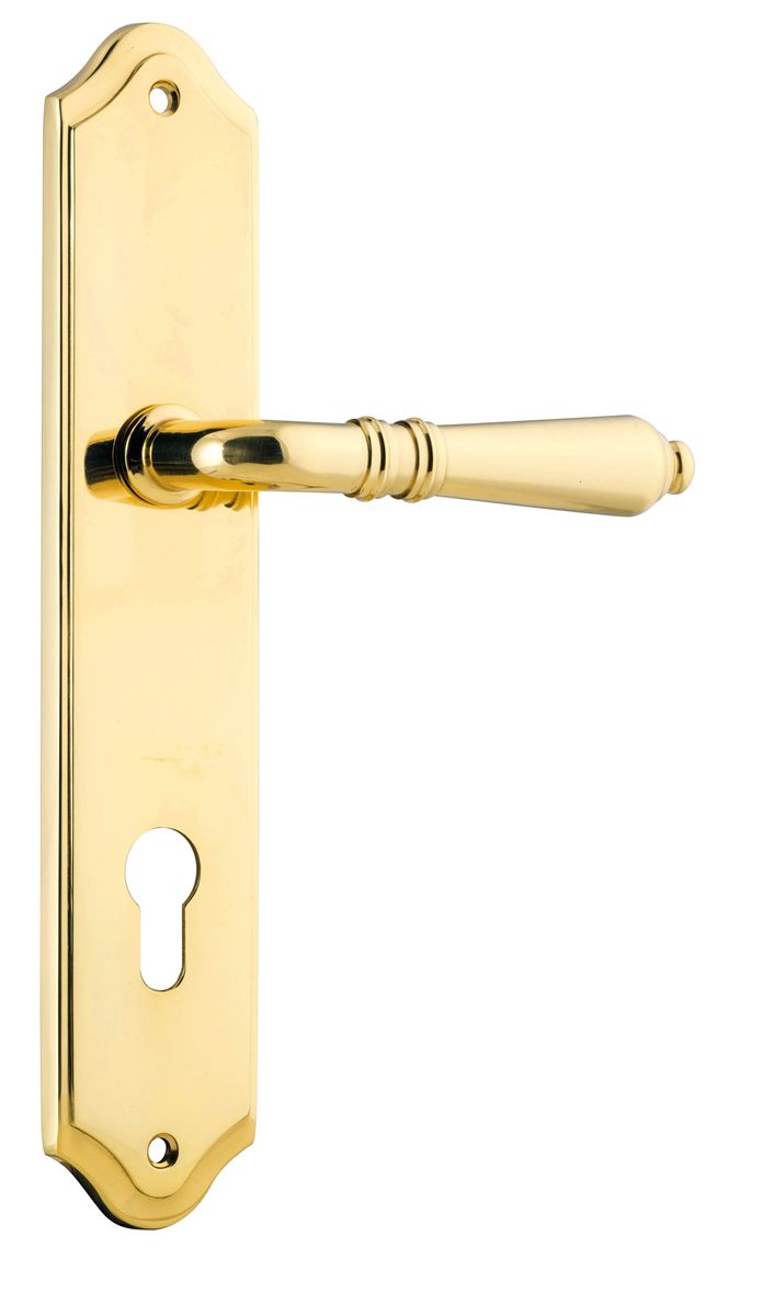 Iver Sarlat  Door Lever Oval Latch Pair, Passage Kit, Privacy Kit , Entrance Kit with High Security Lock - Polished Brass