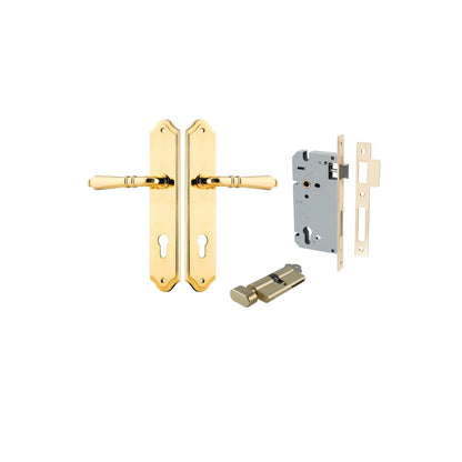 Iver Sarlat  Door Lever Oval Latch Pair, Passage Kit, Privacy Kit , Entrance Kit with High Security Lock - Polished Brass