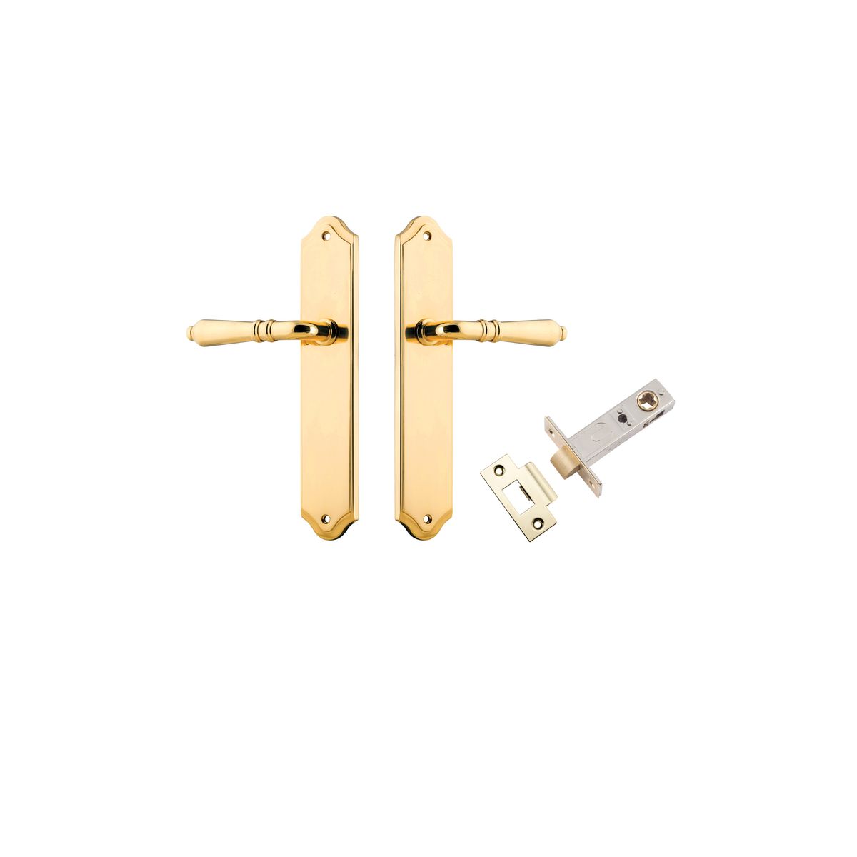 Iver Sarlat  Door Lever Oval Latch Pair, Passage Kit, Privacy Kit , Entrance Kit with High Security Lock - Polished Brass