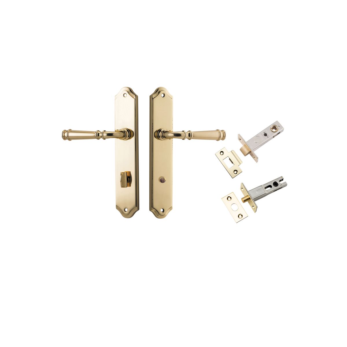 Iver Verona Door Lever Shouldered Latch Pair, Passage Kit, Privacy Kit , Entrance Kit with High Security Lock -Polished Brass