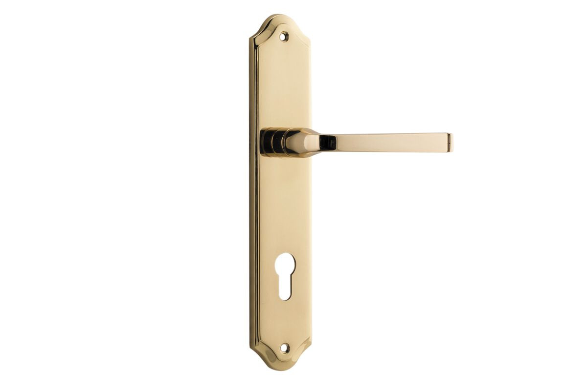 Iver Annecy Door Lever Shouldered Latch Pair, Passage Kit, Privacy Kit , Entrance Kit with High Security Lock - Polished Brass