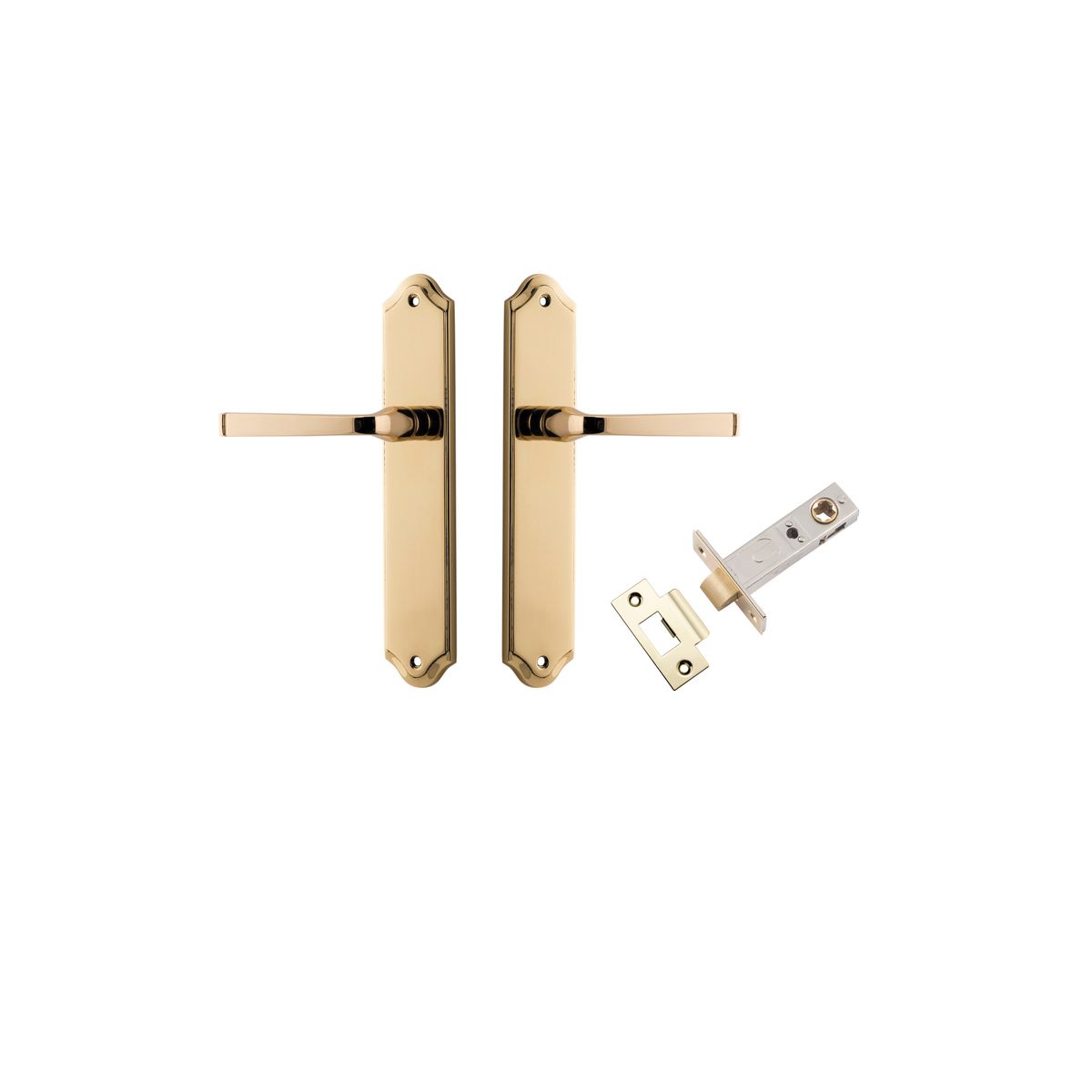 Iver Annecy Door Lever Shouldered Latch Pair, Passage Kit, Privacy Kit , Entrance Kit with High Security Lock - Polished Brass
