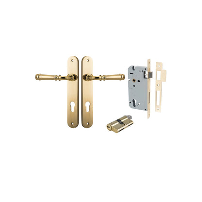 Iver Verona Door Lever Oval Latch Pair, Passage Kit, Privacy Kit , Entrance Kit with High Security Lock - Polished Brass