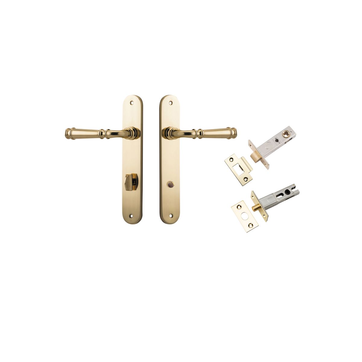 Iver Verona Door Lever Oval Latch Pair, Passage Kit, Privacy Kit , Entrance Kit with High Security Lock - Polished Brass