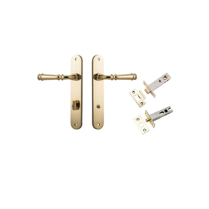 Iver Verona Door Lever Oval Latch Pair, Passage Kit, Privacy Kit , Entrance Kit with High Security Lock - Polished Brass