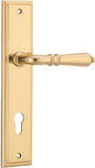 Iver Sarlat  Door Lever Stepped Latch Pair, Passage Kit, Privacy Kit , Entrance Kit with High Security Lock - Polished Brass