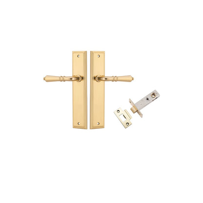Iver Sarlat  Door Lever Stepped Latch Pair, Passage Kit, Privacy Kit , Entrance Kit with High Security Lock - Polished Brass