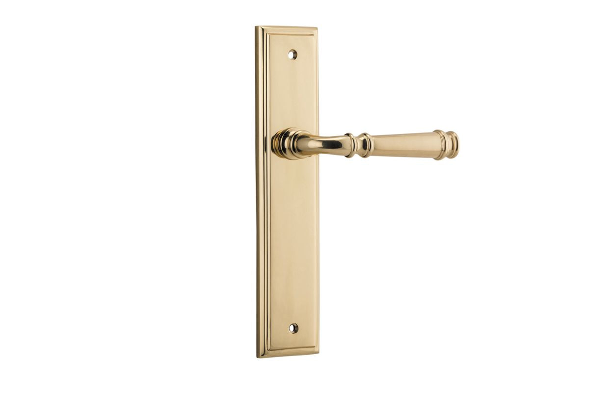 Iver Verona Door Lever Stepped Latch Pair, Passage Kit, Privacy Kit , Entrance Kit with High Security Lock -Polished Brass