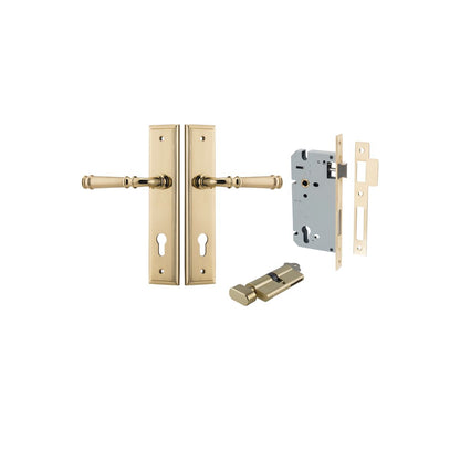 Iver Verona Door Lever Stepped Latch Pair, Passage Kit, Privacy Kit , Entrance Kit with High Security Lock -Polished Brass