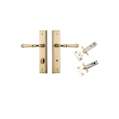 Iver Verona Door Lever Stepped Latch Pair, Passage Kit, Privacy Kit , Entrance Kit with High Security Lock -Polished Brass