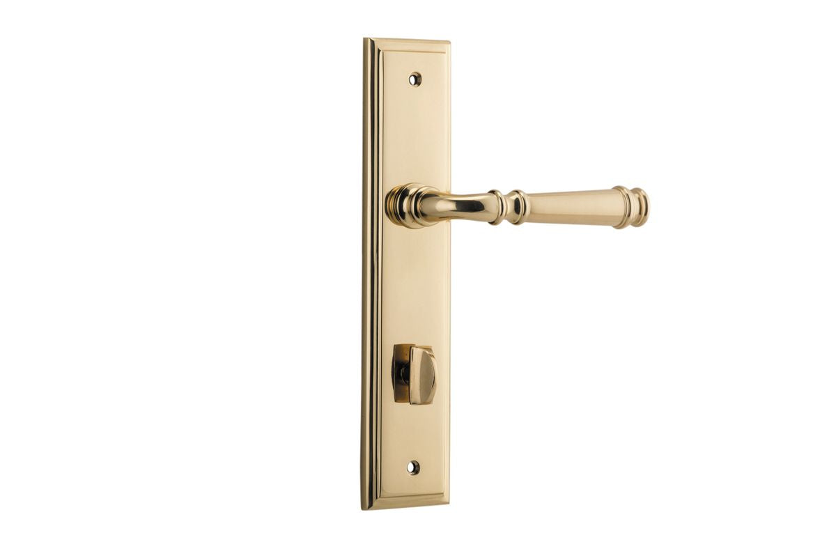 Iver Verona Door Lever Stepped Latch Pair, Passage Kit, Privacy Kit , Entrance Kit with High Security Lock -Polished Brass