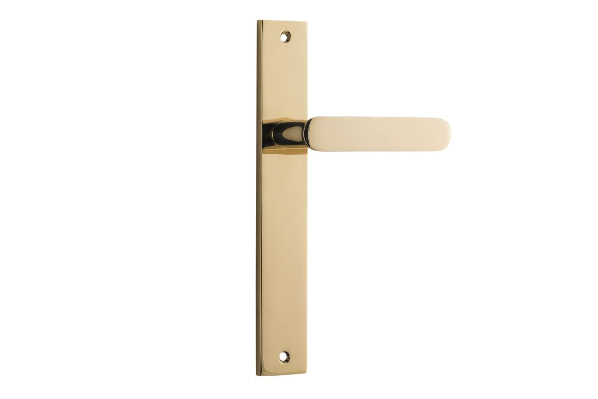 Iver Bronte Door Lever Rectangular Latch Pair, Passage Kit, Privacy Kit , Entrance Kit with High Security Lock - Polished Brass