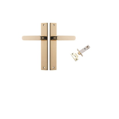 Iver Bronte Door Lever Rectangular Latch Pair, Passage Kit, Privacy Kit , Entrance Kit with High Security Lock - Polished Brass