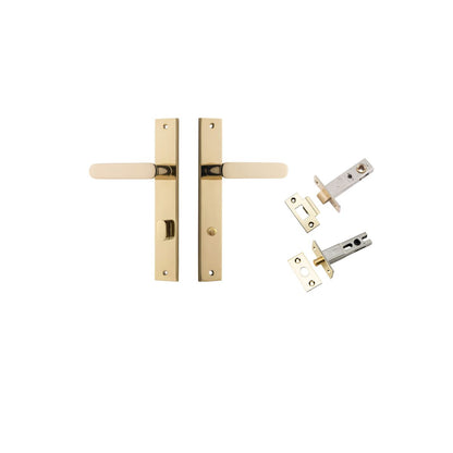 Iver Bronte Door Lever Rectangular Latch Pair, Passage Kit, Privacy Kit , Entrance Kit with High Security Lock - Polished Brass