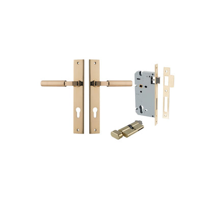 Iver Berlin Door Lever Rectangular Latch Pair, Passage Kit, Privacy Kit , Entrance Kit with High Security Lock -Polished Brass