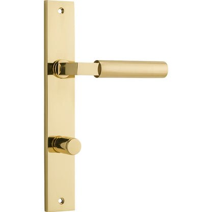 Iver Berlin Door Lever Rectangular Latch Pair, Passage Kit, Privacy Kit , Entrance Kit with High Security Lock -Polished Brass