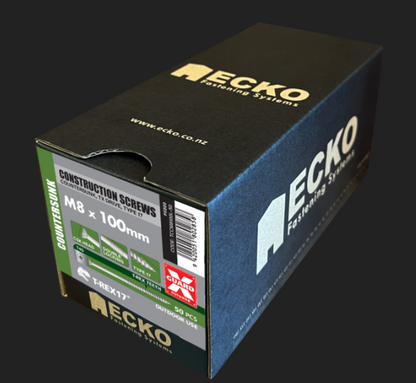 Ecko Construction Screw TX50 TREX17  XGuard Out Door CSK-M8-100,120,140mm Pack of 50