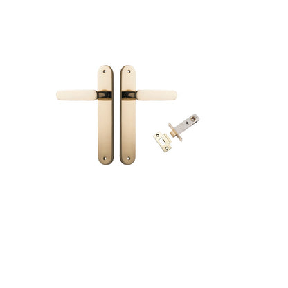 Iver Bronte Door Lever Oval Latch Pair, Passage Kit, Privacy Kit , Entrance Kit with High Security Lock - Polished Brass