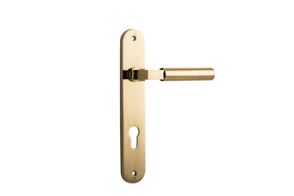 Iver Berlin Door Lever Oval Latch Pair, Passage Kit, Privacy Kit , Entrance Kit with High Security Lock - Polished Brass